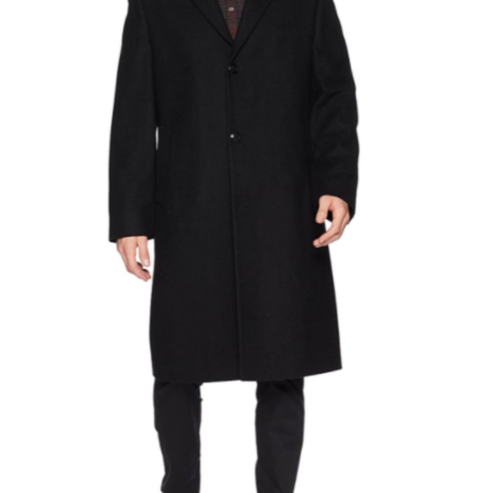 London Fog Black Button Front Coat Sz 44R